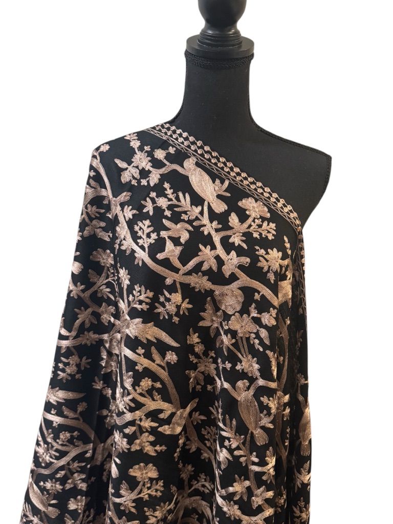 Black Embroidered Shawl